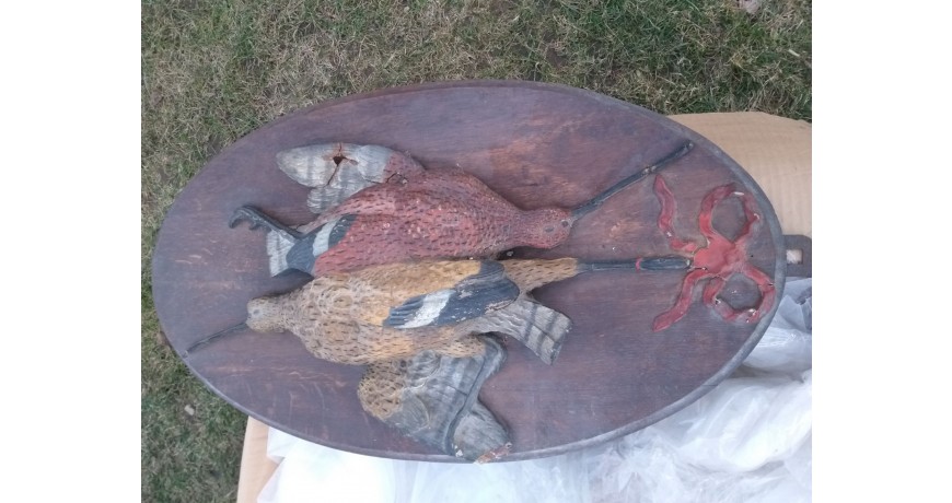 Trofea myśliwskie, obraz - płaskorzeźba, zabytkowe.